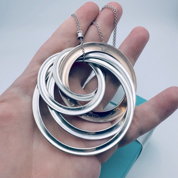 Tiffany & Co. XL Five Interlocking Circles Necklace in Rubedo Gold & Silver